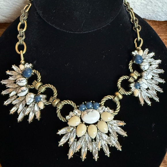 Chloe + Isabel Gold and Blue Statement Necklace with Fan Design - Picture 6 of 10